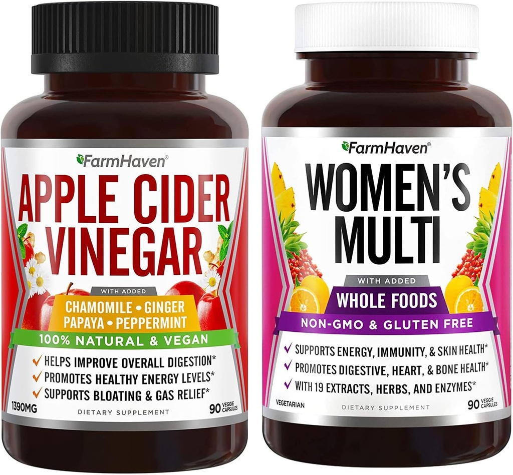 FarmHaven Apple Cider Vinegar カプセルとジンジャー & 女性のためのマルチビタミン