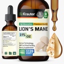 BIO KRAUTER Lions Mane Liquid Extract - 脳サポートのためのキノコサプリメント - ビーガンライオンズマネサプリメント - アルコール&砂糖無料ドロップ - 2 Fl.Oz.