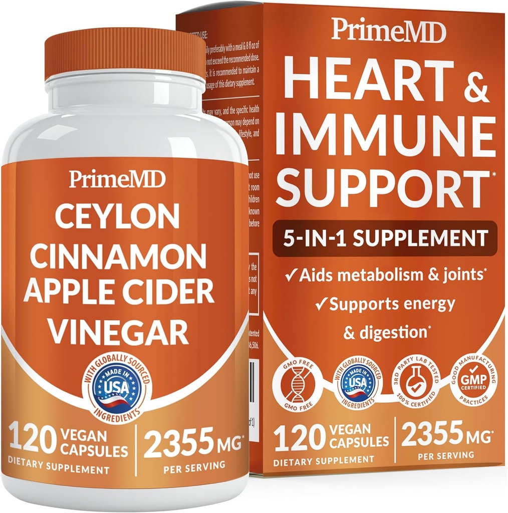 5イン-1セイロンシナモンカプセル2355mg - テアロンシナモンとターメリック、パナックスギン、シナモン、バイオペリン、120カラットのアップルサイダー酢