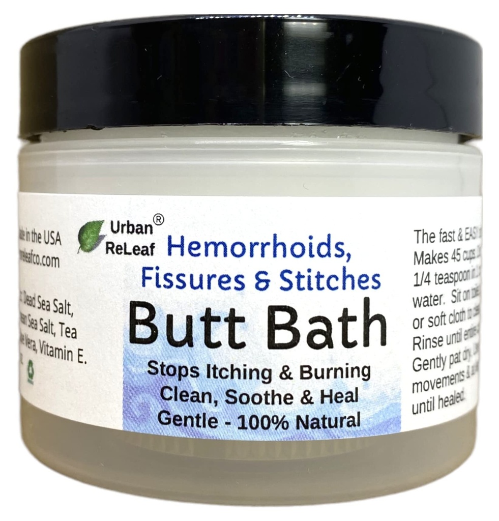 アーバンリーフ・バット・バス! Hemorrhoids、Fissures及びステッチ。 かゆみと燃えるのを助けます。 きれいで、Soothe及びカルム。 イージーシーツバス! 迅速な救済! 玄米海塩浸漬。 有効、100%ナチュラル
