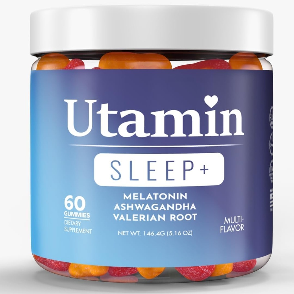 3 in 1 Organic Sleep Gummy-5 mg Melatonin,50 mg Valerian Root, 50 mg Ashwagandha-Multi Flavor 60 Count (Pack of 1).