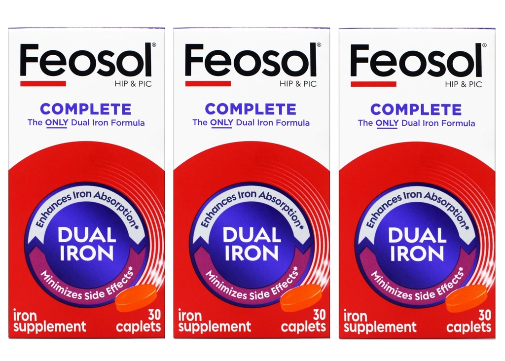 Feosol BiferaのHIP及びPICの鉄の補足、完了- 30の小冊子、3のパック