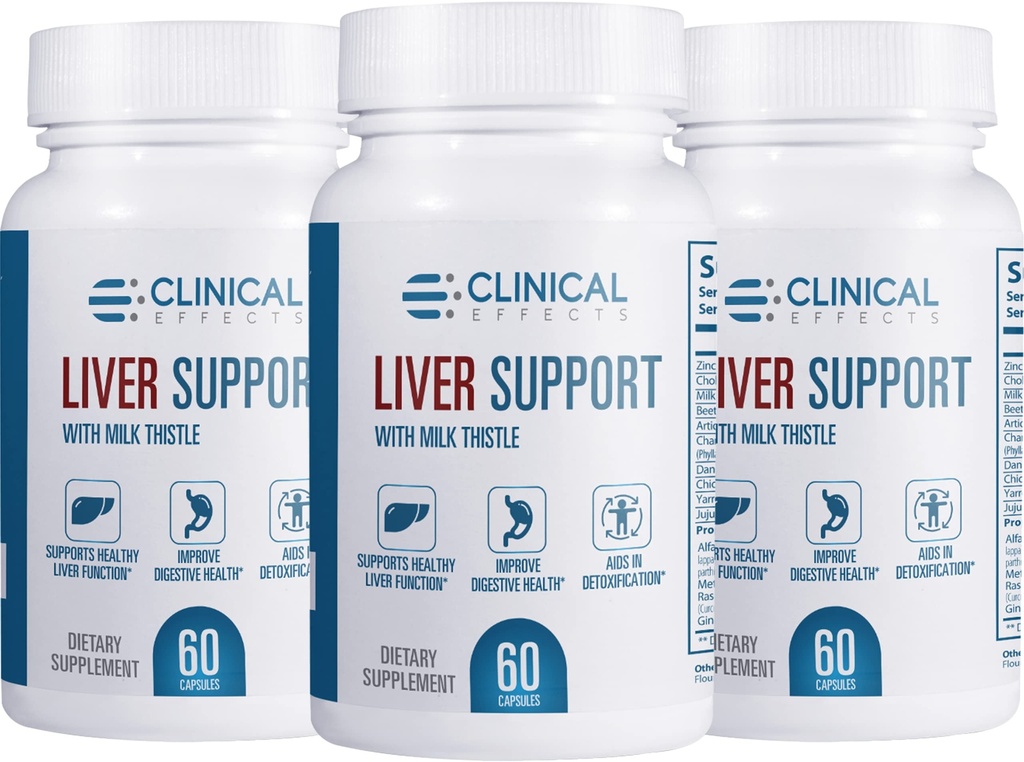臨床効果:肝臓サポート - 天然ミルクアザミと亜鉛サプリメント - 3パック - Detoxを助け、肝臓を浄化 - 肝臓機能と消化の健康をサポート - 米国製
