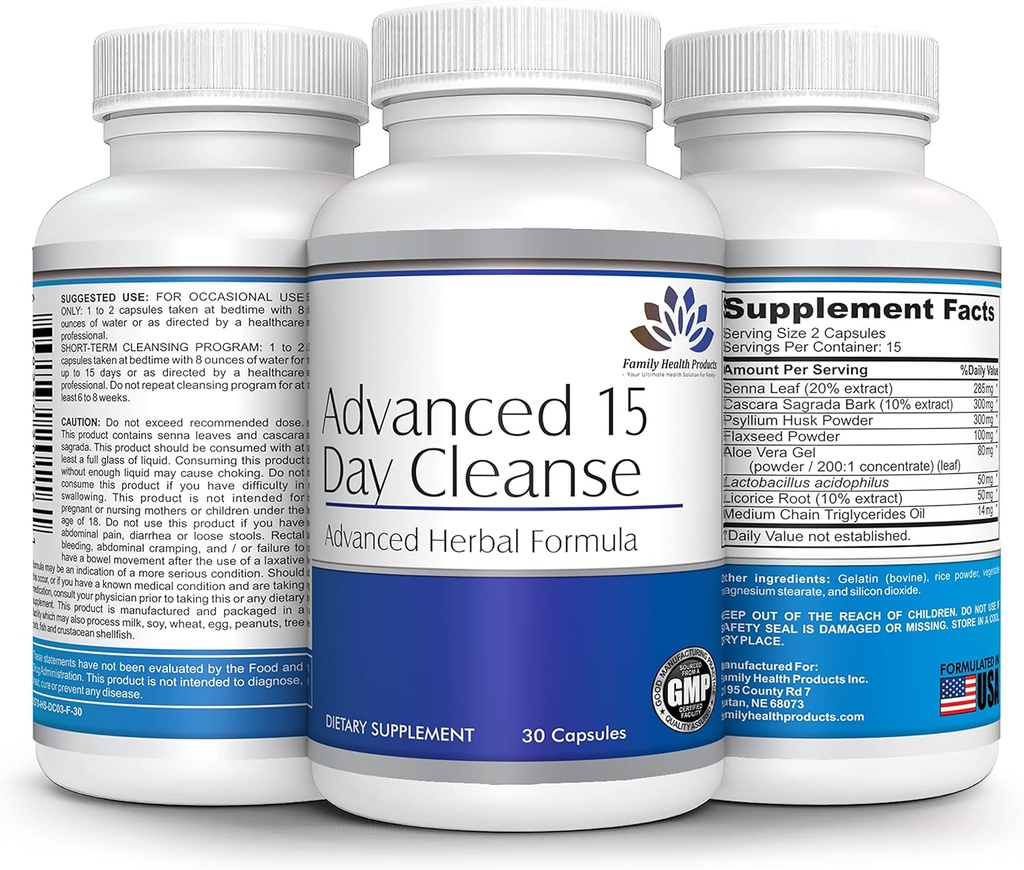 コロンクレンズ - 女性や男性のためのデトックスピル、プロバイオティクスサプリメント付き15日サプリメントスーパーフード15日間ヘルシーな腸の動きのためのクレンザー  30カプセル、15のサービング