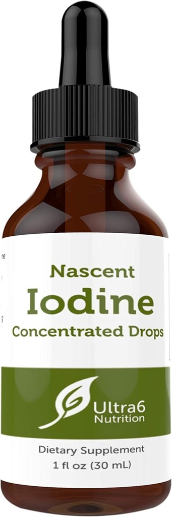 Nascent Iodine Drops Supplement in Liquid Concentrated Tincture for Best Absorption and for Thyroid Support