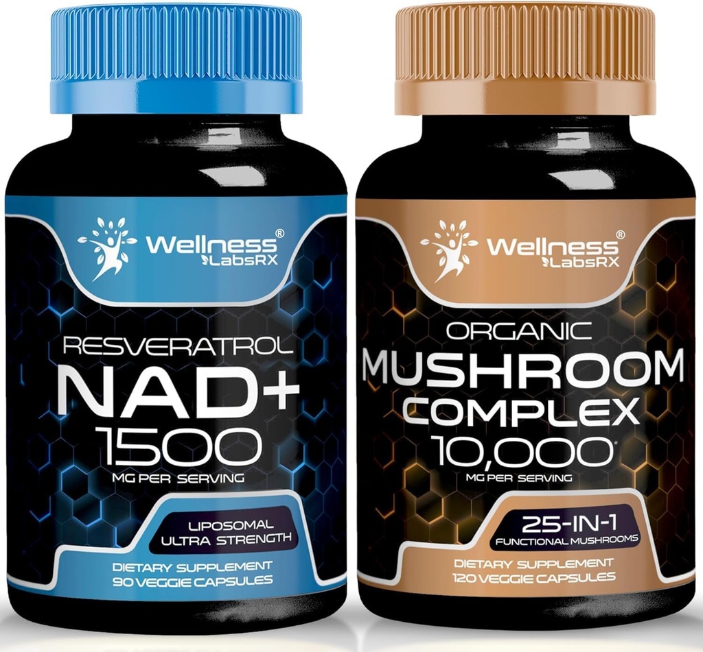 ウェルネス LABSRX NAD の補足、1500mg - Liposomal NAD+ Resveraaの補足 trolの有機のきのこの補足のカプセル- 10000mg - 1のきのこの複雑なカプセルの25