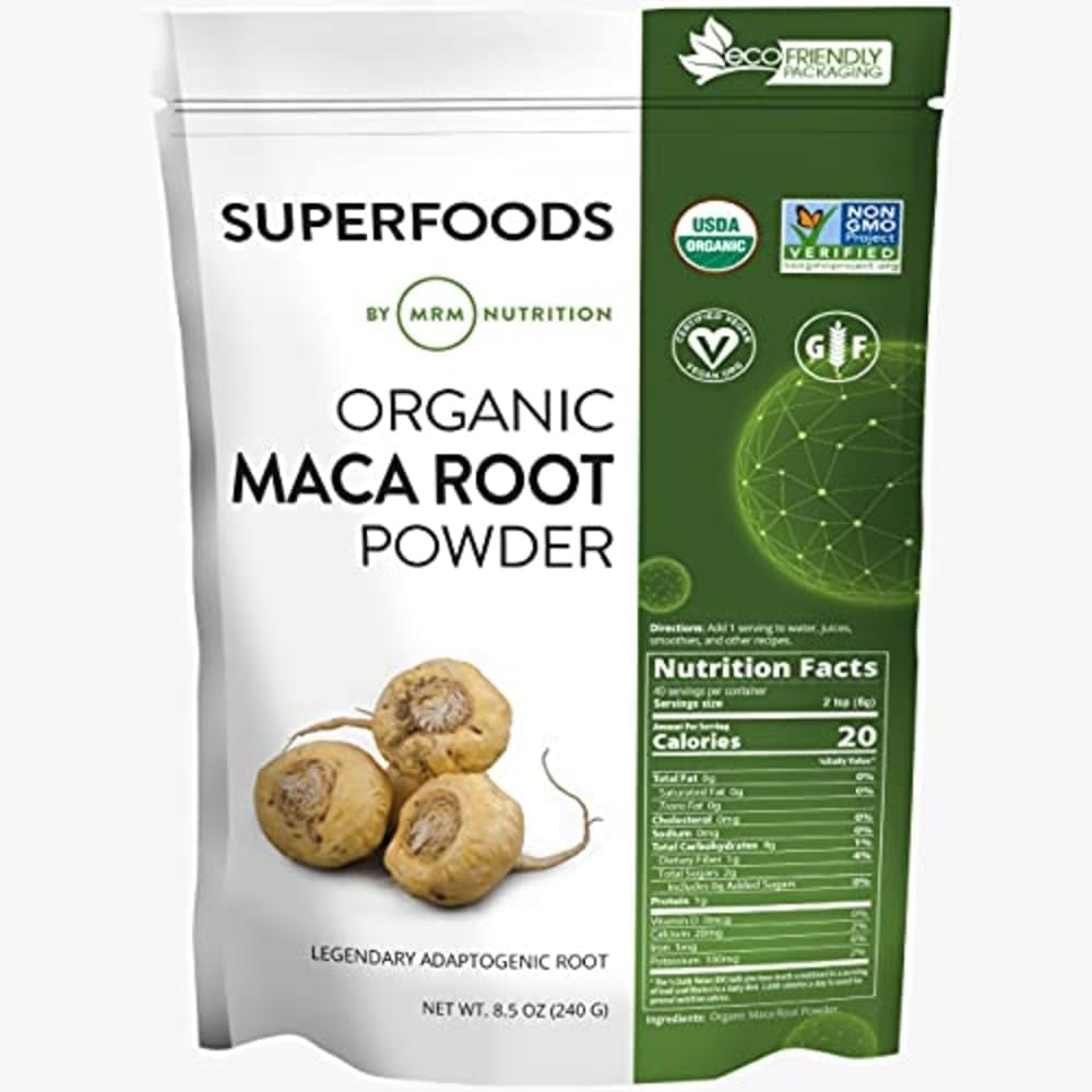 MRM Nutrition Organic Maca Root Powder | Superfoods | Adaptogen | Gluten-Free + Vegan | 40 Servings