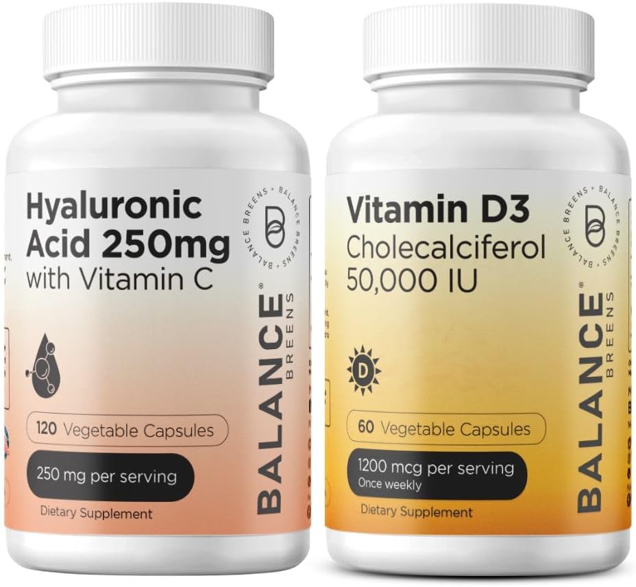 BalancebreensビタミンC 50mg +ビタミンD3 50,000 IUの補足のコンボが付いている純粋なHyaluronic酸250mg