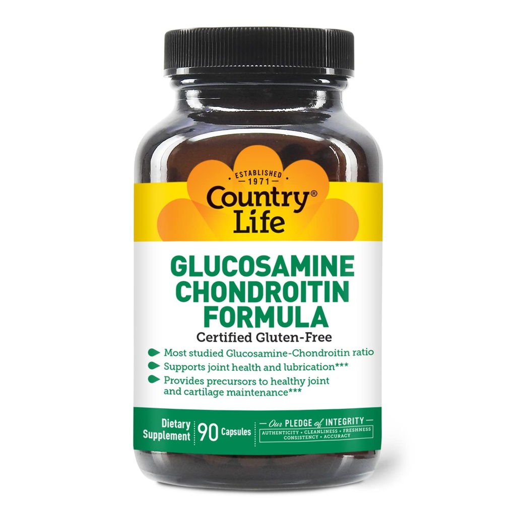 カントリーライフグルコサミンコンドロイチン1500mg / 1200mg - 共同健康と潤滑をサポート - 健康な軟骨、テンドン、ジョイントティッシュを維持 - グルテンフリー、非GMO - 90カプセル - 大人のための
