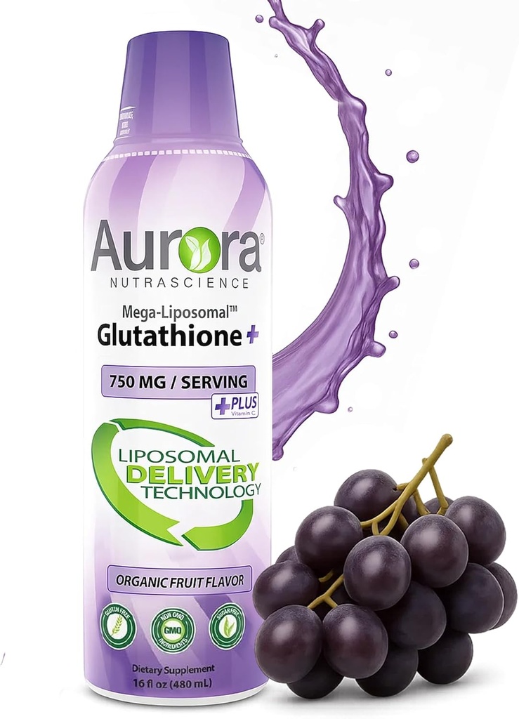 Aurora Nutrascience, Mega-Liposomal Liquid Glutathione + Vitamin C, Antioxidant, Immune System Support, 750 mg/サービング,16 fl oz (480 mL)