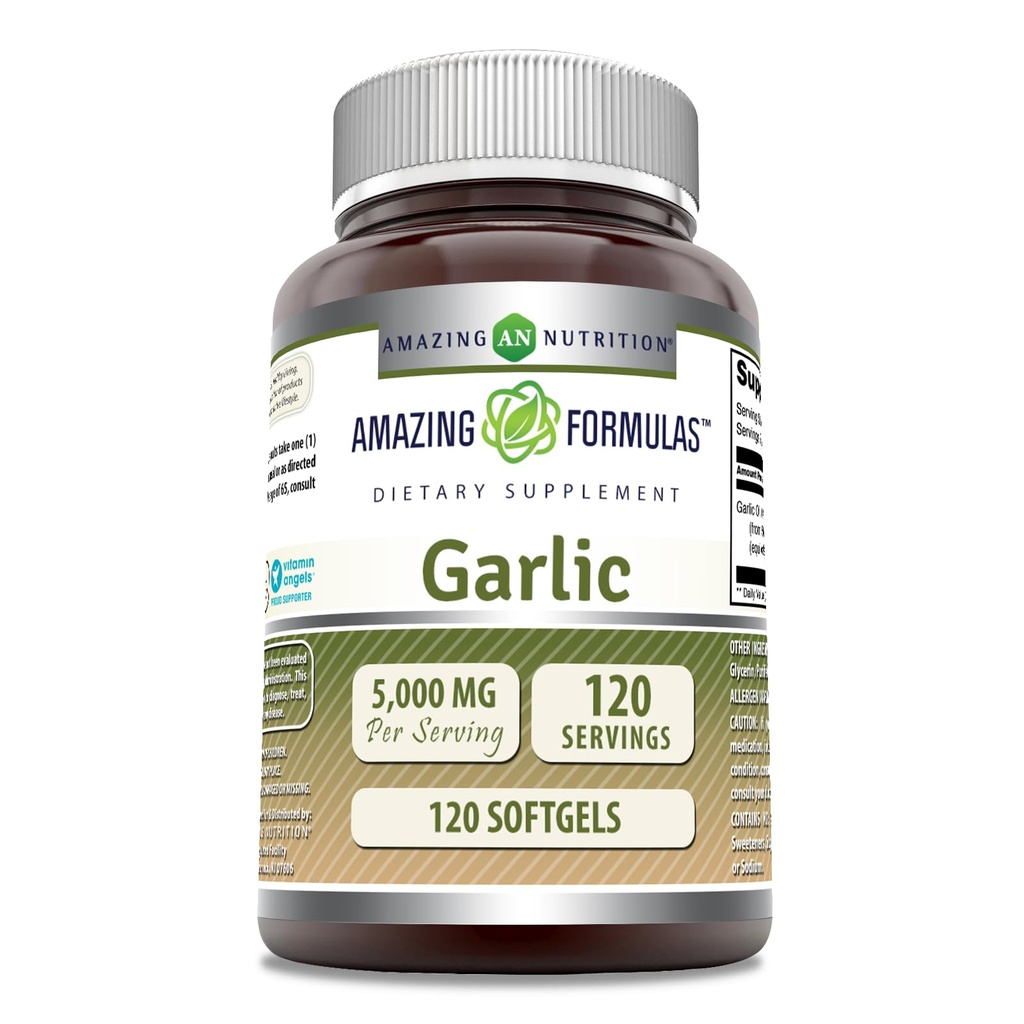 アメイジングフォーミュラガーリックサプリメント | 50 Mg コンセントレート (100:1) | 5000 Mg 等価 | 120 Softgels | 非GMO | グルテンフリー | アメリカ製