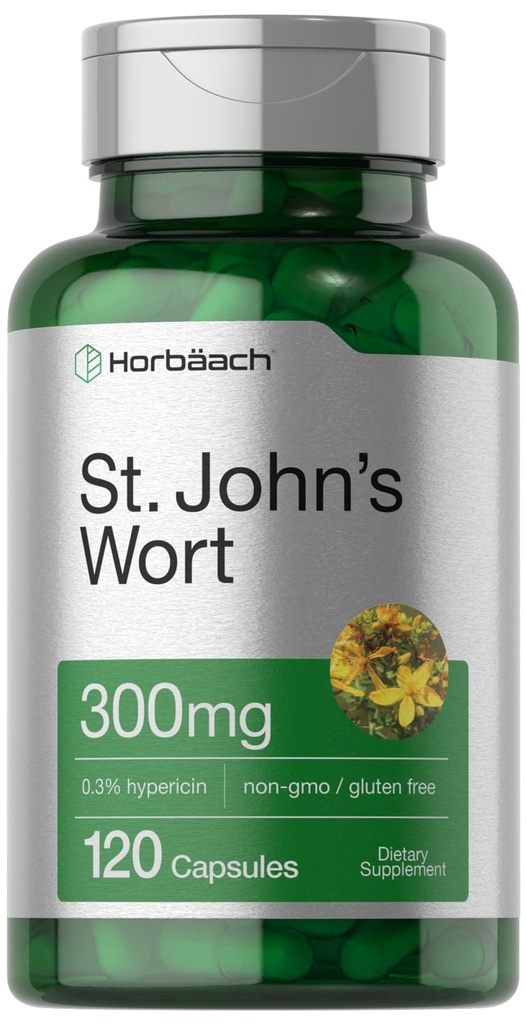ホルバハチ・セント・ジョンズワートカプセル300mg | 120カウント | ノンGMO、グルテンフリー | ハーブエキス
