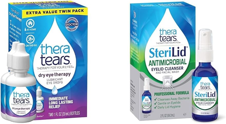 TheraTearsは乾いた目のための目の療法の潤滑油の目の低下を乾燥します、乾燥した目のための1つのflのozのびんの対のパック及びSteriLidの瞼の洗剤および表面洗浄、Irritated目のための、2つのflのozのスプレー