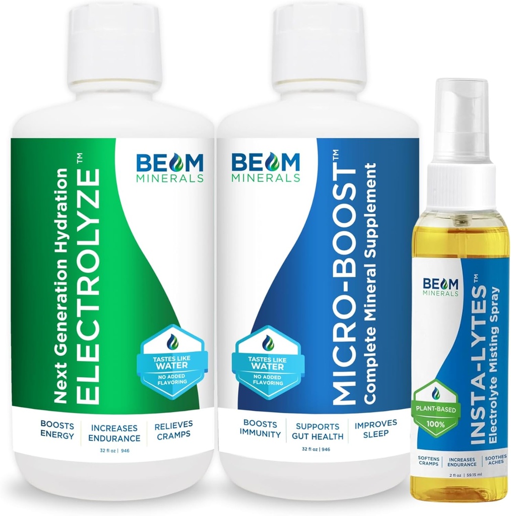 Beam Minerals Micro-Boost Humic Mineral Blend & Electrolyze Liquid and Insta-Lytes Natural Liquid Electrolytes 2oz