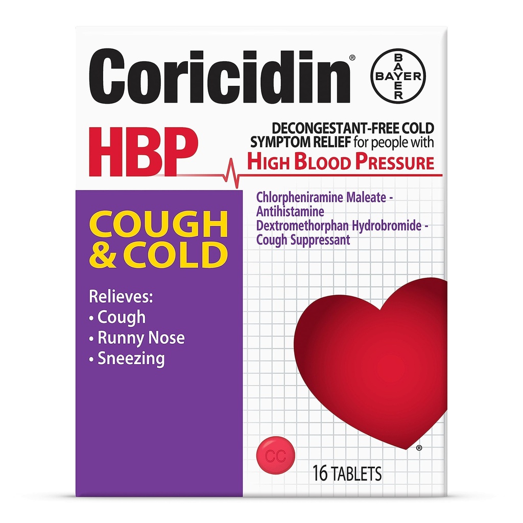 Coricidin HBPのDecongestantの自由な咳および風邪の薬 - 特に高血圧、咳、鼻水、くしゃみおよび風邪の症状のための救助を設計しました(16のカウント)