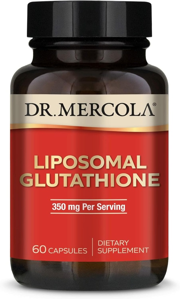 Dr. Mercola Liposomal Glutathione - サービングあたり350mg - サポートエネルギー生産 - 高吸収 - 非GMO、グルテンフリー&大豆フリー - 60カプセル(30のサービング)