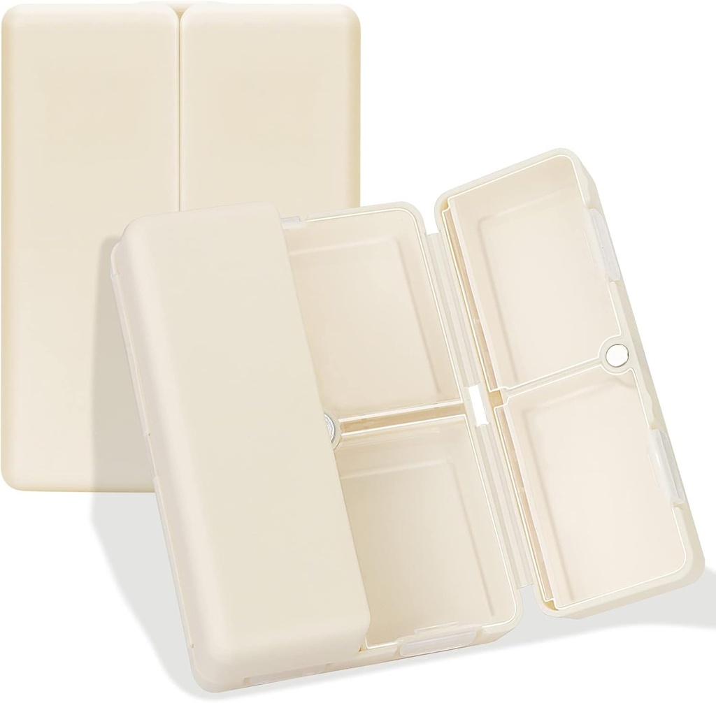 FYYデイリーピルオーガナイザー、7コンパートメントポータブルピルケーストラベルピルケーストラベルピルオルガナイザー、[フォールディングデザイン]ビタミン、コッド肝臓油、サプリメント、薬用ホワイトを保持するためのポケットを追求するためのピルボックス