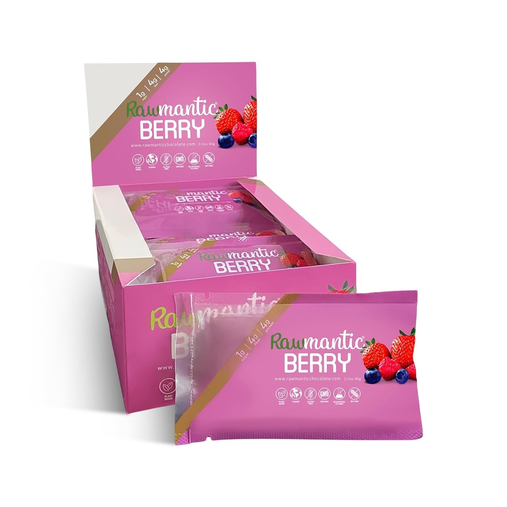 生体チョコレートベリービーガンエネルギーバー - 2.1 オズ(12のパック) - チョコレートスナックバー - 酪農場、ナッツ、グルテンフリーミックスベリーバー - 完全ビーガンダイエット - GMO非混合ベリーチョコレートエネルギーバー