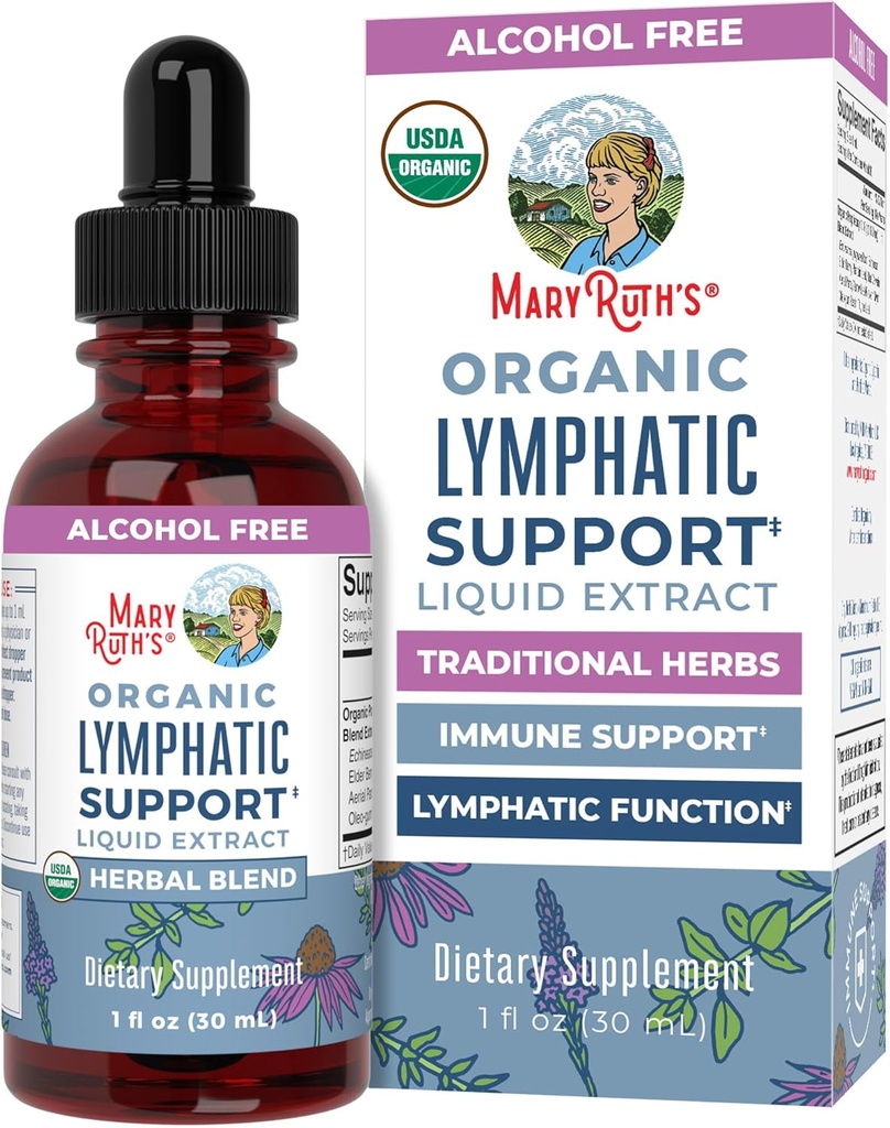 MaryRuth Organics Lymphatic Support Drops | USDA Organic Lymphatic Cleanse Immune サポート サプリメント|Echinacea & Elderberryとリンパサポート | Blue Vervain | 完全菜食主義者 | 完全菜食主義者 | 30名