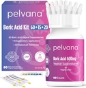 女性60 + 15のアプリケーターのためのPelvanaのホウ素の酸のSuppositories + 20 pHテスト ストリップ=腟の臭気のための95部分のキット-米国でテストされる第三者の実験室