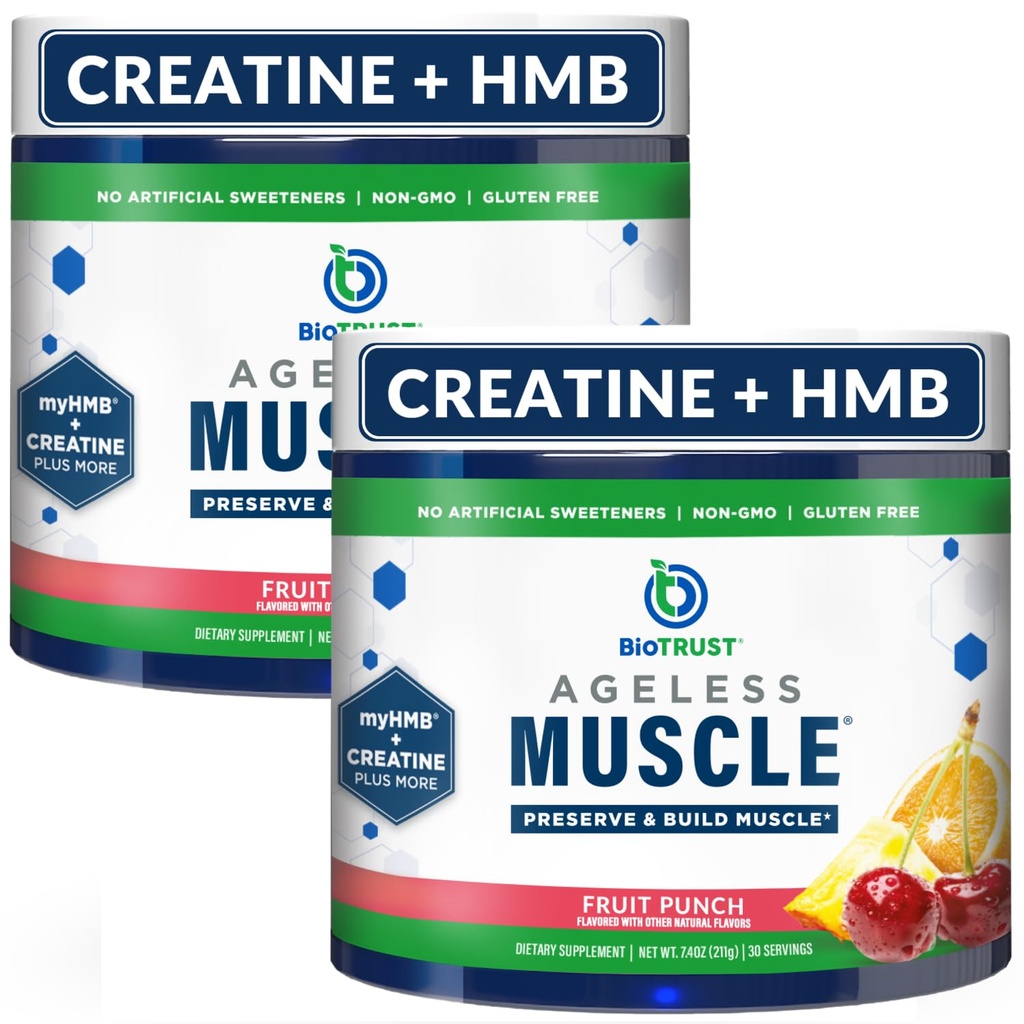 BioTrust 無年齢の筋肉ビルダー - ビタミンD3&ベタインとクレアチンHMBパウダー - 自然に筋肉量と強度を飾るビルド&保存 - フルーツパンチ、60サービング