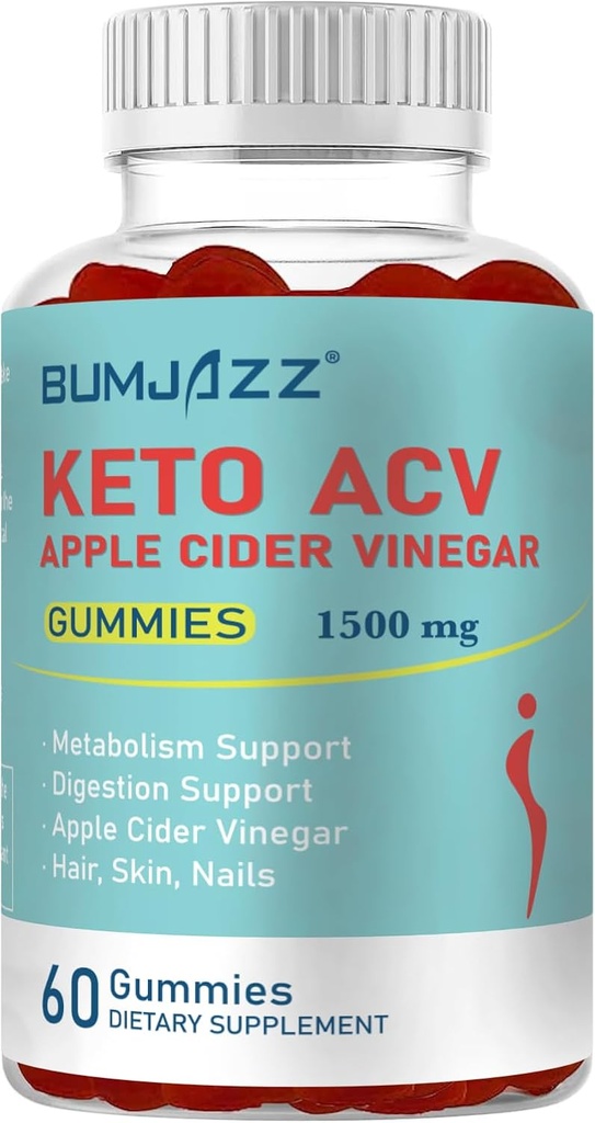 Keto ACVグミーは、Apple Cider Vinegar KetoサプリメントとMаtabolismブースト - グルテンフリー - 男性と女性のためのフォーミュラ - 1500mg - 60カウント