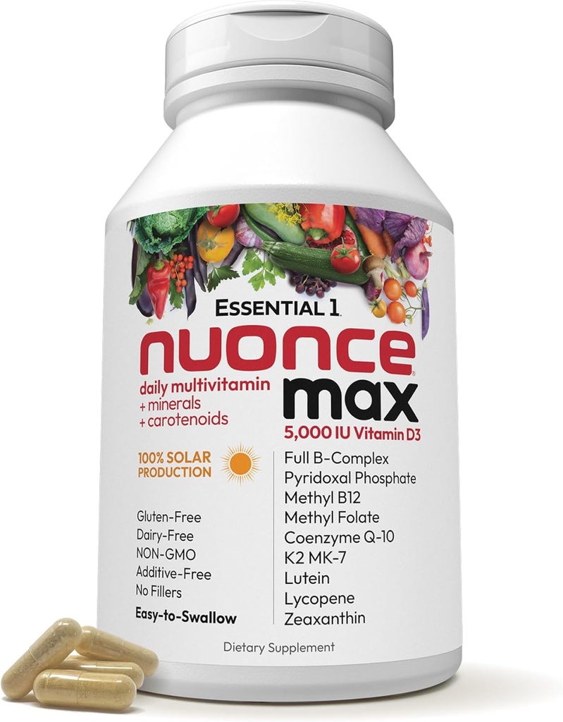 ANDREW LESSMAN エッセンシャル-1 nuonce max Multivitamin 5000 IU ビタミン D3 180 小さなカプセル。 100 mcg メチル B12。 CoQ10 ルテイン リコペ ゼアキサンチン。 高い効力。 添加物無し。 ウルトラミルドワンデイリーカプセル