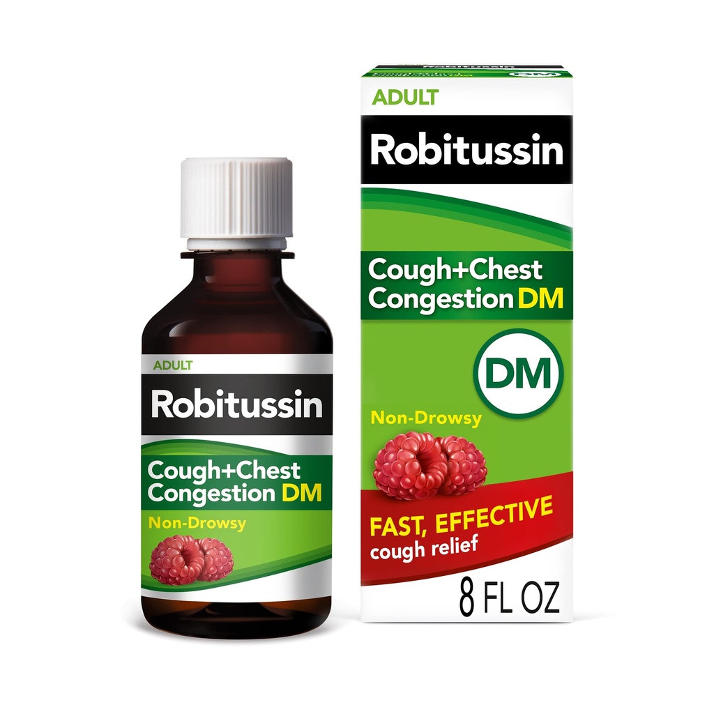 Robitussinの咳および箱の混雑DMの咳の抑制剤および Expectorantのラズベリーの味- 8つのFl Ozのびん