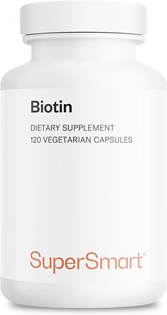 スーパースマート - バイオチン10,000mcg / 1日当たり10g(高効力) - ビタミンB7バイオチンサプリメント - 健康的な髪、皮膚と爪  非GMO&グルテンフリー - 120ベジタリアンカプセル