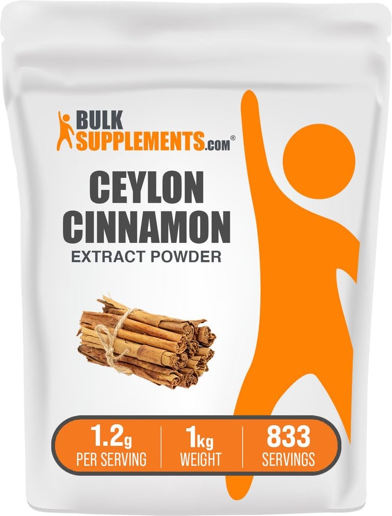 BulkSupplements.comシナモンバークエキスパウダー - セイロンシナモンサプリメント、ハーブサプリメント - ビーガン&グルテンフリー、1.2g/サービング、1kg(2.2ポンド)(1パック)