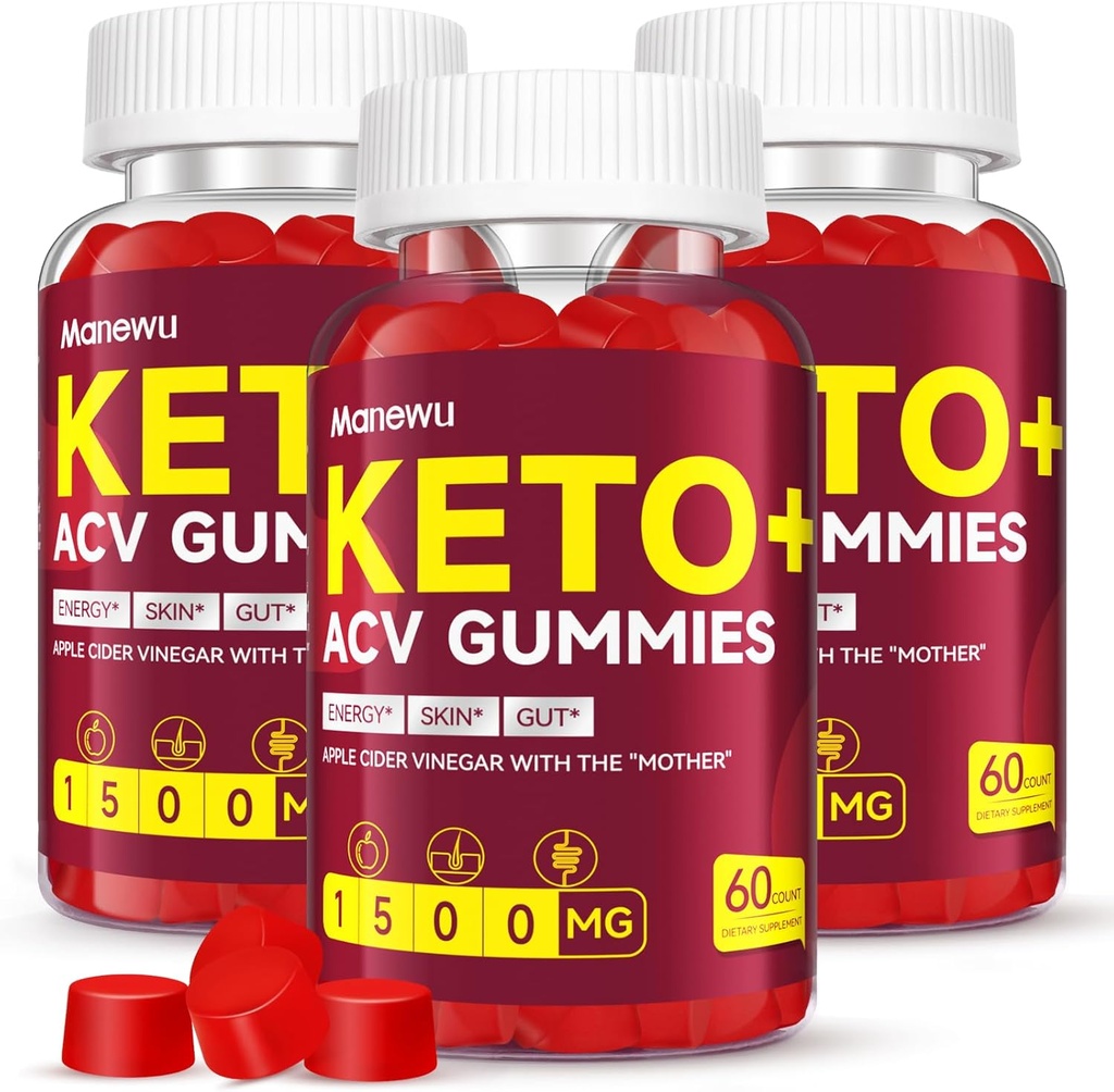 Keto ACVグミー - 1500mg Apple Cider Vinegar with Mother - ビーガン、非GMO、Organic Apple Cider Vinegar Gummies for Women Men、デトックス&クレンジング、3パック