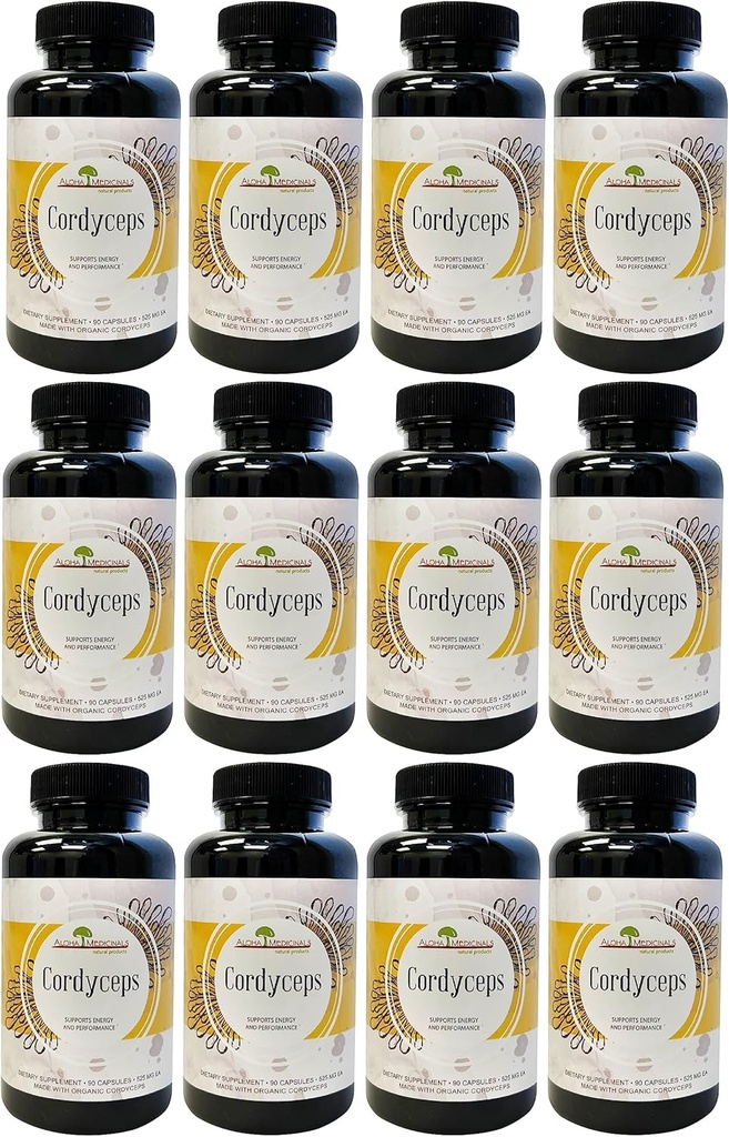 Alohaの薬用薬剤の純粋なコルディセプ、証明された有機のきのこの補足、サポート免除およびエネルギー、12、90カプセルの各パック