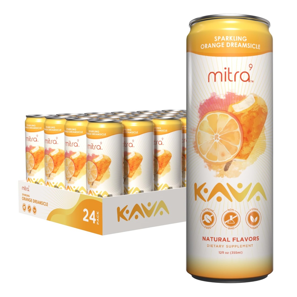 MITRA-9植物飲料 - オレンジドリームシクルスパークリングカバドリンクとカバルートエキス - 気分増強剤 - 植物ベースの植物 - 天然カルム&クラリティを促進(12 Fl.Oz) (24)