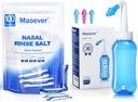 MAOEVERのNetiの鍋130の鼻の洗浄の塩のパケットのSinusのリンス ボトルの鼻の洗浄の洗剤の圧力は大人及び子供BPAのための鼻の潅漑を放します300のMLのステッカーの温度計を乾燥します