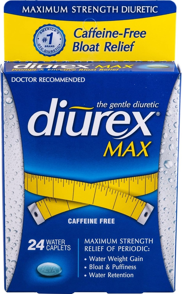 Diurexの最高の水カプレットのカフェインは- 24のカプレット、2のパックを放します