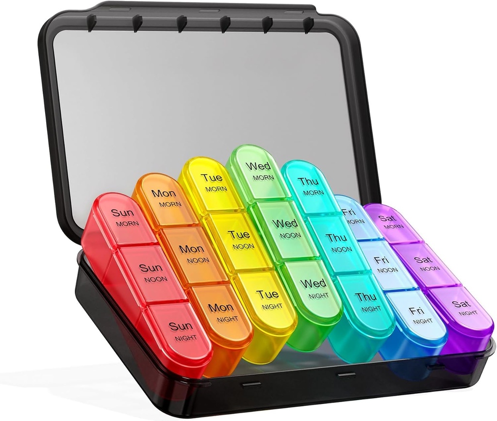 ASprink Pill Organizer 3X a Day - Medicine Pill Organizer - Weekly Pill case - Daily Pill Box 7 Day Organizer Container for Vitamins and Medication