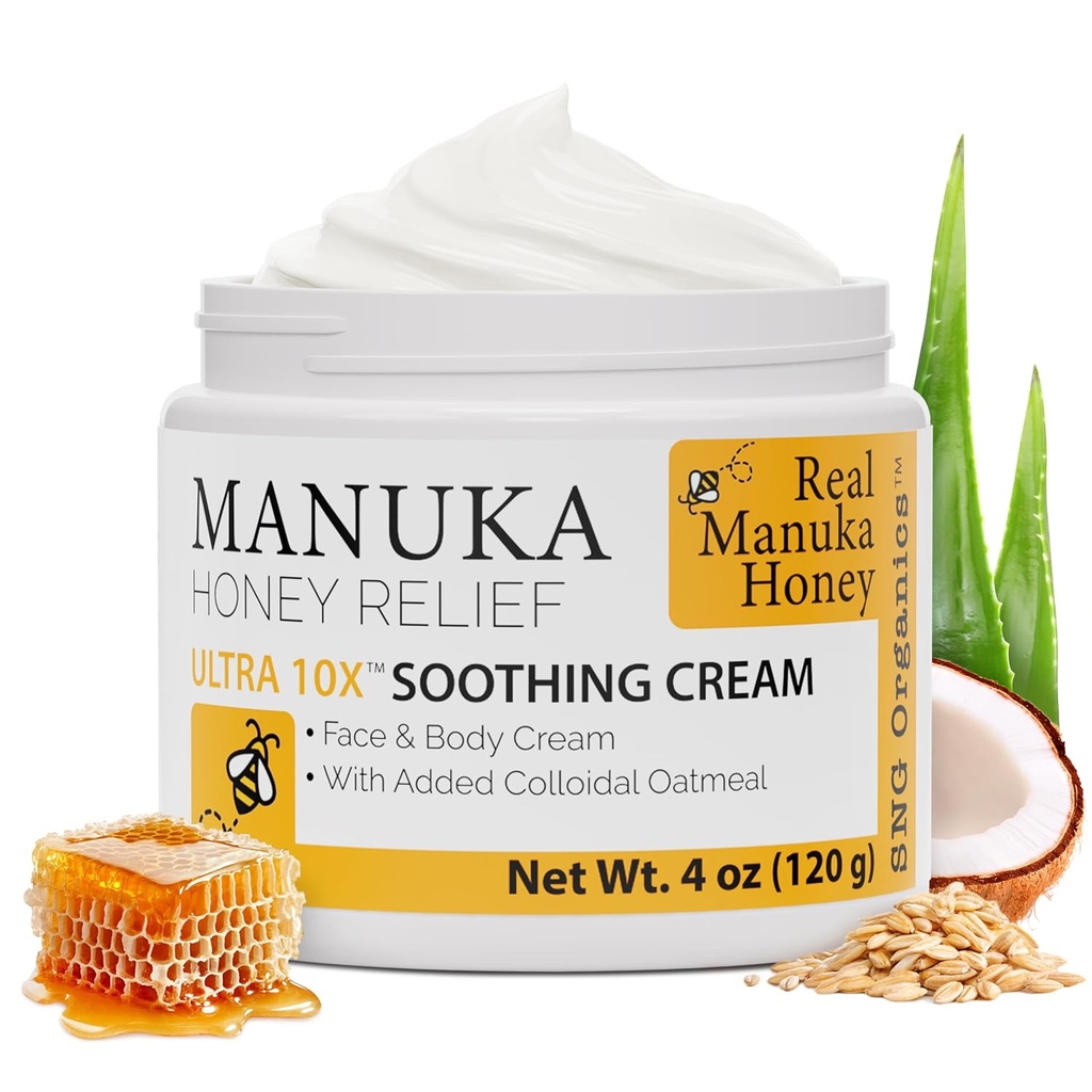 Super Natural Goods Manuka Honey Cream (4oz) – Hydrating Lotion for All Skin Types Suitable for Kids and Adults | Moisturizing Body Cream with Real Manuka Honey Aloe Vera Juice and Cocoa Butter