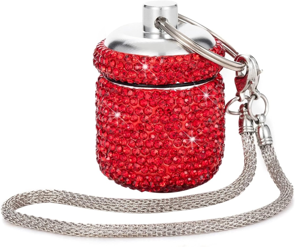 小さい丸薬箱のKeychainのかわいい小型丸薬のフォブの豪華な丸薬のポケット容器のビタミンの貯蔵のオルガナイザーのKeychainの丸薬の補足のための丸薬の箱のホールダー(赤)