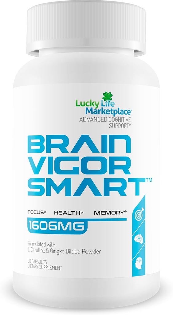Brain Vigorスマートブレインブースター - 焦点、健康、および記憶のための余分な強度サポート - ライオンのマネのマッシュルームとイチョウのBilobaで作られたFormulaの改善 - 私たちのベストブレインVigorスマートピル