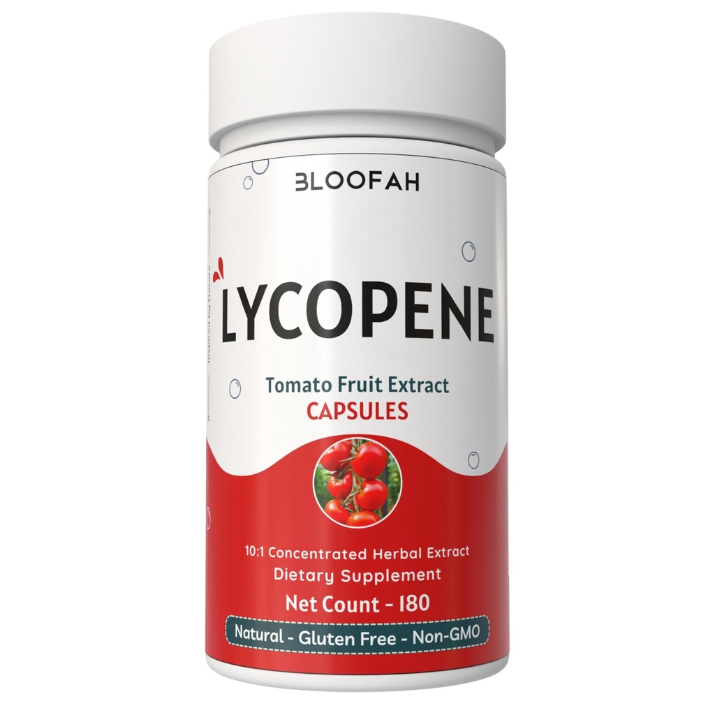 Lycopene トマト エキス 500mg カプセル | 天然リコピン 豊富なハーブ サプリメント | 天然由来 カロテノイド | 100% ピュア、非GMO&グルテンフリーフォーミュラ - 180 カウント