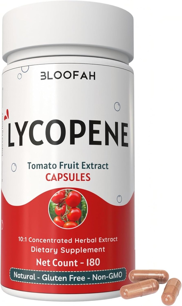 Lycopene トマト エキス 500mg カプセル | 天然リコピン 豊富なハーブ サプリメント | 天然由来 カロテノイド | 100% ピュア、非GMO&グルテンフリーフォーミュラ - 180 カウント