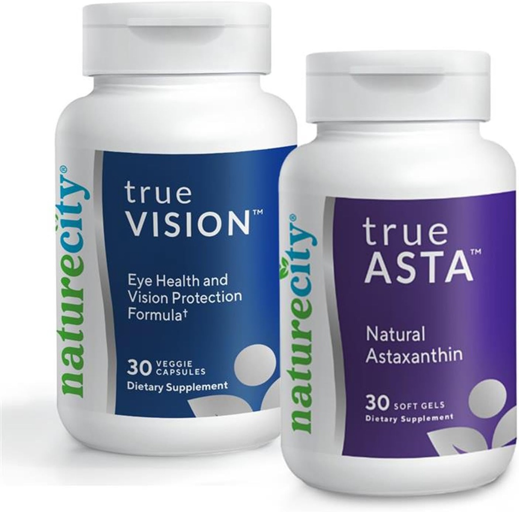 NatureCity Visionサポートバンドル|TrueVision Eye Healthフォーミュラ、30 Veggie Capsule + TrueAsta Marine