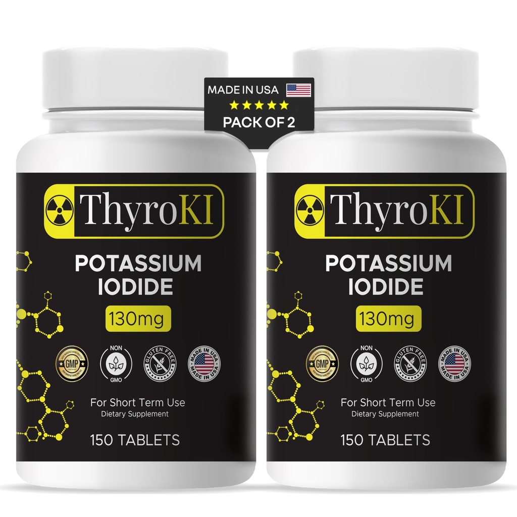 カリウムイオドイド錠130mg – 甲状腺&呼吸サポート – YODO Naciente KI Pills | 急激な緊急ヨウ素サプリメント | 非GMO | グルテンフリー | 300錠 | アメリカ製 | 2個入り