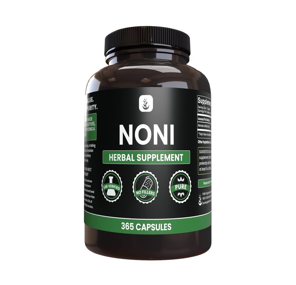 純粋な元のINGREDIENTSのNoni (365のカプセル)マグネシウムか米の注入口無し、常に純粋、実験室は確認しました