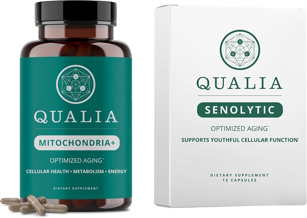 Qualia ライフサイエンス バンドル Qualia Mitochondria + & Qualia Senolytic, 最適な細胞修復と若返りをサポートするエイジングサプリメント