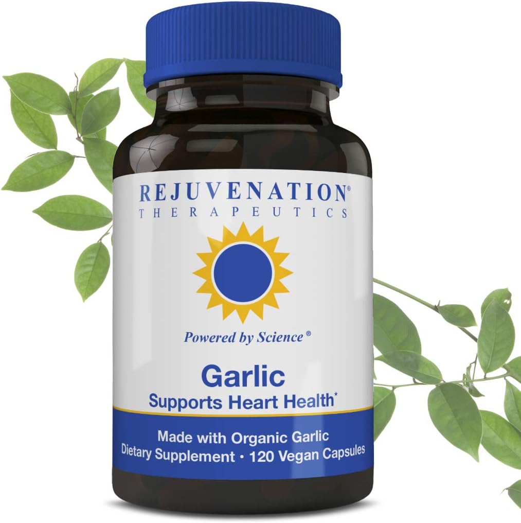 Rejuvenation Therapeutics Pure Organic Garlic – Heart Health & Immune System Support (120 Vegan Capsules)