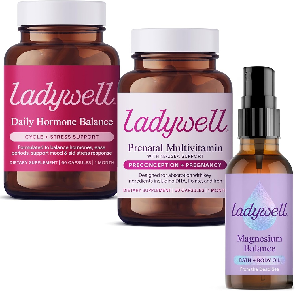 Ladywellの毎日のホルモン+のプレナタルのMultivitamin + Topicalのマグネシウム オイルのスプレー