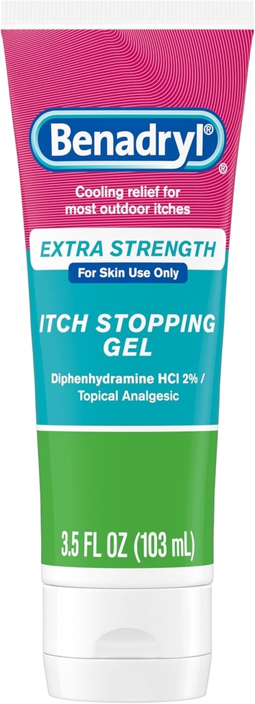 Benadrylの余分強さの反イッチの救助のゲル、2% Diphenhydramine HCl、昆虫の咬傷からの救助、日焼け及び多く、キャンプの要素のための偉大な人、3.5のflのoz