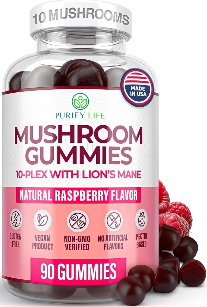 世界初のキノココンプレックスグミー - 10倍のキノコサプリメントwライオンズマネ(90咀嚼2500mg /サービス)向知性脳サプリメント、免疫サポート&ストレス救済 - ピル&カプセル、7ケトを置き換える