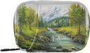Oil Painting Spring Forest Pill Box 7 Day Pill Case Bag Travel Pill Organizer Bag with Zipper Portable Weekly Case Compact Size for Vitamin Supplement Holder